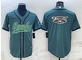 Men's Philadelphia Eagles Green Team Big Logo With Patch Cool Base Stitched Baseball Jersey,baseball caps,new era cap wholesale,wholesale hats